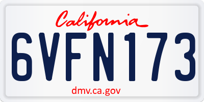 CA license plate 6VFN173