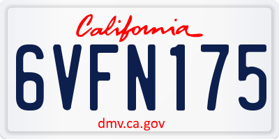 CA license plate 6VFN175