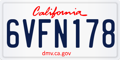 CA license plate 6VFN178