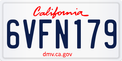 CA license plate 6VFN179