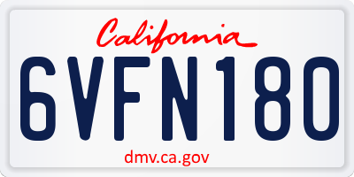 CA license plate 6VFN180