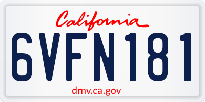 CA license plate 6VFN181