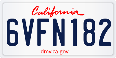 CA license plate 6VFN182
