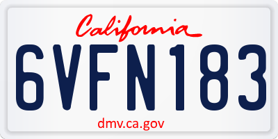 CA license plate 6VFN183