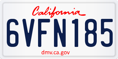 CA license plate 6VFN185