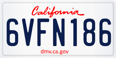 CA license plate 6VFN186
