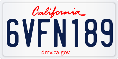 CA license plate 6VFN189