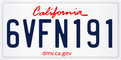 CA license plate 6VFN191