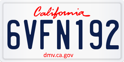 CA license plate 6VFN192