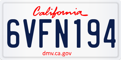CA license plate 6VFN194