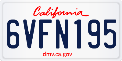 CA license plate 6VFN195