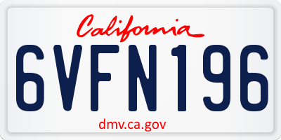 CA license plate 6VFN196