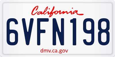 CA license plate 6VFN198