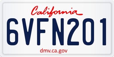 CA license plate 6VFN201