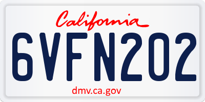 CA license plate 6VFN202