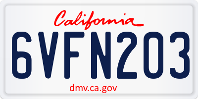 CA license plate 6VFN203