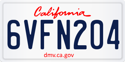 CA license plate 6VFN204