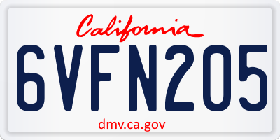 CA license plate 6VFN205