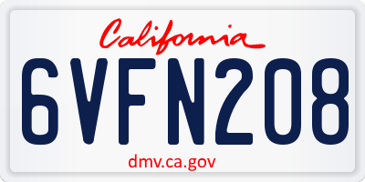 CA license plate 6VFN208