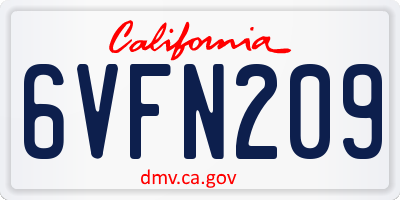 CA license plate 6VFN209