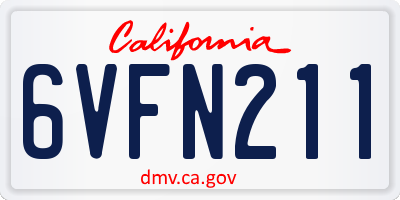 CA license plate 6VFN211