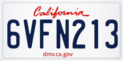 CA license plate 6VFN213