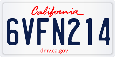 CA license plate 6VFN214