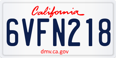 CA license plate 6VFN218