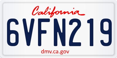 CA license plate 6VFN219