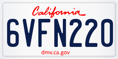CA license plate 6VFN220