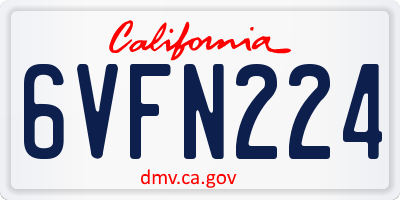 CA license plate 6VFN224