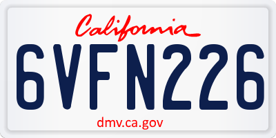 CA license plate 6VFN226