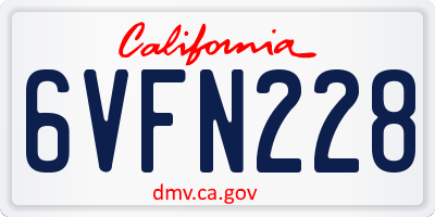 CA license plate 6VFN228