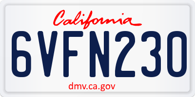 CA license plate 6VFN230