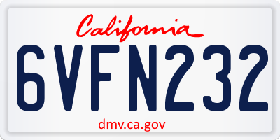 CA license plate 6VFN232