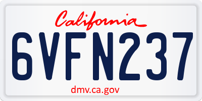 CA license plate 6VFN237
