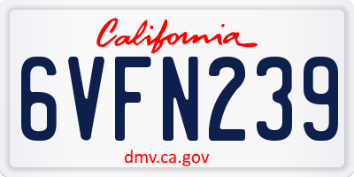 CA license plate 6VFN239