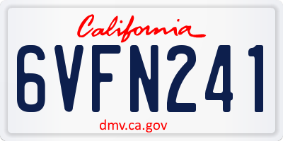 CA license plate 6VFN241