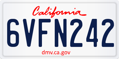 CA license plate 6VFN242