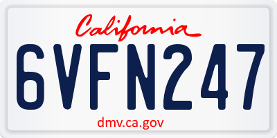 CA license plate 6VFN247