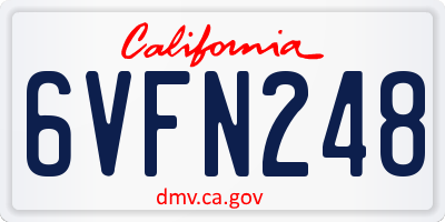 CA license plate 6VFN248