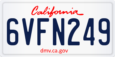 CA license plate 6VFN249