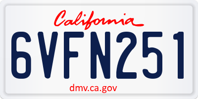 CA license plate 6VFN251