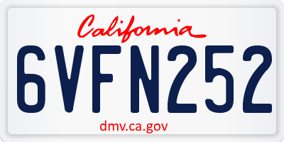CA license plate 6VFN252