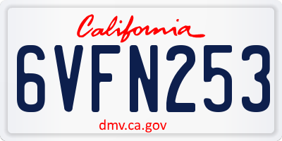 CA license plate 6VFN253
