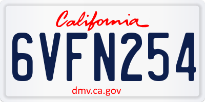 CA license plate 6VFN254