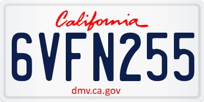 CA license plate 6VFN255