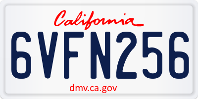 CA license plate 6VFN256