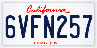 CA license plate 6VFN257