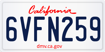 CA license plate 6VFN259